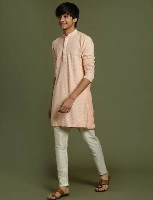 yuva boys' pink and cream kurta pyjama set 2