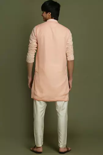 yuva boys' pink and cream kurta pyjama set