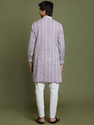 yuva boys' purple and white kurta pyjama set 3