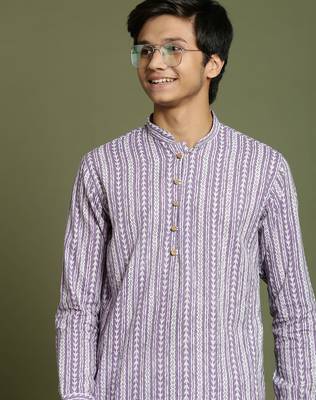 yuva boys' purple and white kurta pyjama set 4