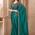 Teal color satin silk fancy designer festival saree