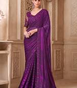 Purple color georgette fancy designer festival saree