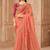 Peach gold sparkle color georgette silk fancy designer festival saree