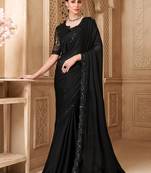 Black color satin georgette  fancy designer festival saree with jacket style blouse