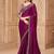Wine color satin georgette embroidered border fancy designer saree