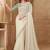 Off white color georgette silk embroidered border fancy designer saree