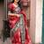 Maroon printed cotton slub saree with unstitched blouse piece