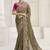 Olive party wear fendi saree with designer blouse fabric