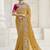 Yellow party wear fendi saree with designer blouse fabric