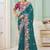 Rama party wear satin saree with designer blouse fabric