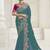 Rama green party wear fendi saree with designer blouse fabric