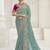 Sea green party wear fendi saree with designer blouse fabric