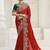 Red party wear fendi saree with designer blouse fabric