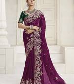 Wine party wear fendi saree with designer blouse fabric