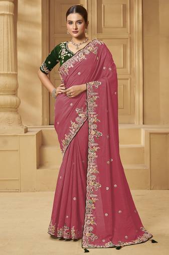 Gajri party wear fancy silk saree with designer blouse fabric