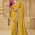Yellow party wear fancy silk saree with designer blouse fabric