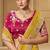 Yellow party wear fancy silk saree with designer blouse fabric