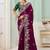 Purple party wear satin saree with designer blouse fabric