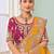 Yellow party wear satin saree with designer blouse fabric