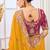 Yellow party wear satin saree with designer blouse fabric