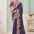 Purple party wear satin saree with designer blouse fabric