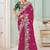 Rani pink party wear satin saree with designer blouse fabric