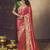 Red party wear jecquard saree with designer blouse fabric