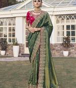 Mehendi party wear jecquard saree with designer blouse fabric