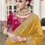Yellow party wear jecquard saree with designer blouse fabric