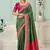 Green party wear jecquard saree with designer blouse fabric