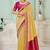 Yellow party wear jecquard saree with designer blouse fabric