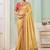 Yellow party wear tissue vicose saree with designer blouse fabric