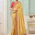 Yellow party wear tissue vicose saree with designer blouse fabric