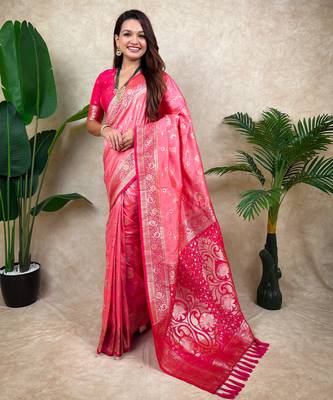 banarasi jaal zari woven silk blend saree 1