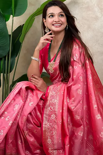 banarasi jaal zari woven silk blend saree