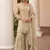 Cream silk satin embroidered designer sharara suit