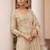 Cream silk satin embroidered designer sharara suit