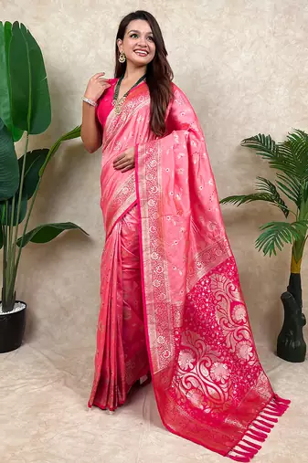 banarasi jaal zari woven silk blend saree