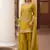 Yellow silk satin embroidered designer sharara suit