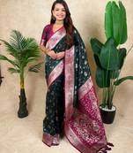banarasi jaal zari woven silk blend saree