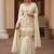 Off white silk satin embroidered designer sharara suit