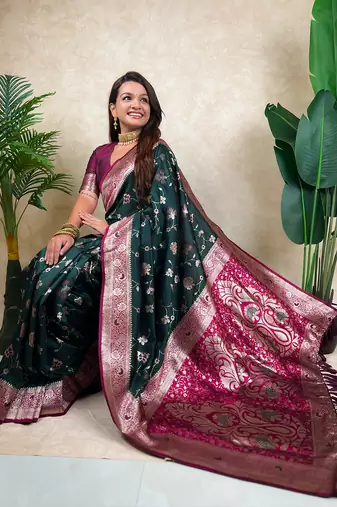banarasi jaal zari woven silk blend saree