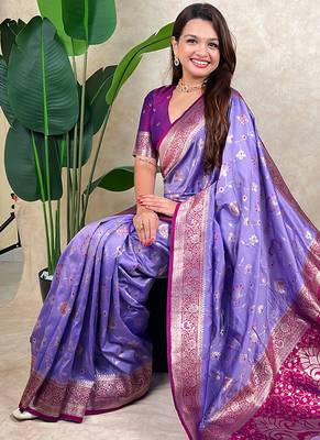 banarasi jaal zari woven silk blend saree 2