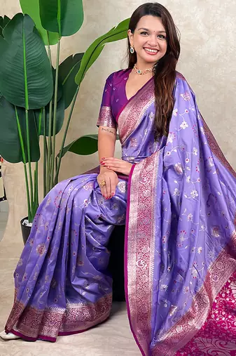 banarasi jaal zari woven silk blend saree