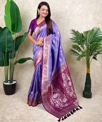 banarasi jaal zari woven silk blend saree 5