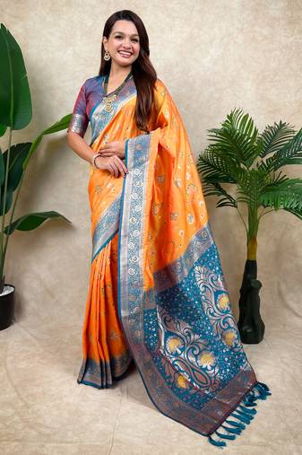 banarasi jaal zari woven silk blend saree