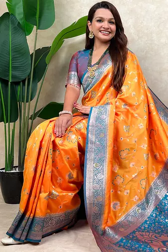banarasi jaal zari woven silk blend saree
