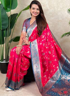 banarasi jaal zari woven silk blend saree 2