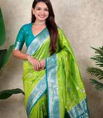 banarasi jaal zari woven silk blend saree