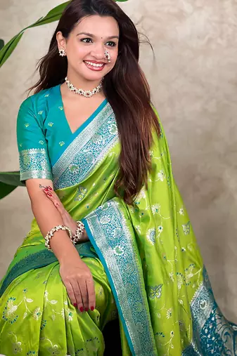 banarasi jaal zari woven silk blend saree